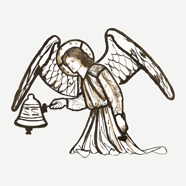 Vettore gratuito illustrazione vettoriale di angelo, remixata da opere d'arte di sir edward coley burne–jones