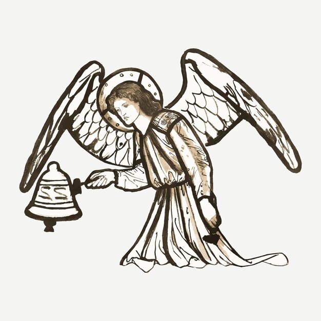 Ангел векторная иллюстрация, ремикс из произведений сэра Эдварда Коли Бёрна - Джонс