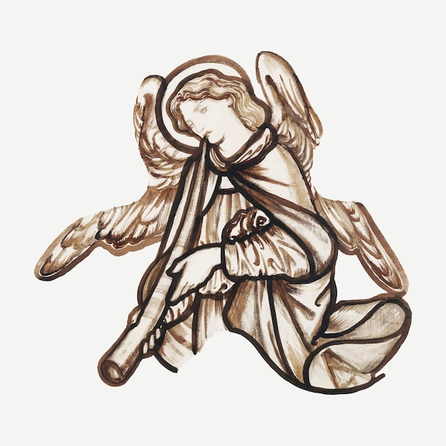 Angel vector illustration, remixed from artworks by sir edward coley burne–jones