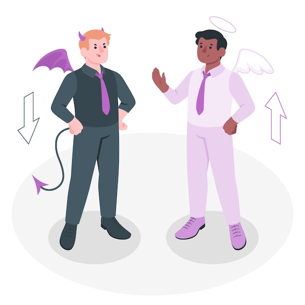 Free vector angel vs devil concept illustration