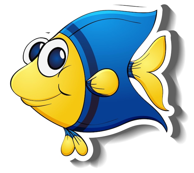 Бесплатное векторное изображение Наклейка из мультфильма `` рыба-ангел '' с морскими животными
