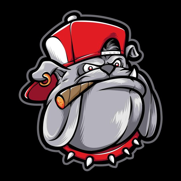 Anger bulldog with hat vector logo