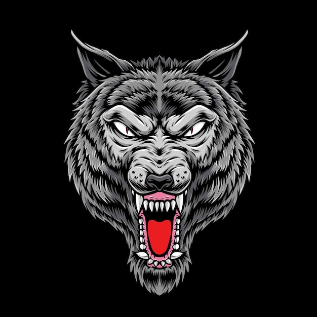 Free vector anger wolf head isolated on black