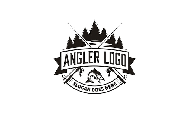 Angler / fishing emblem logo design