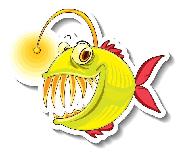 Anglerfish fish cartoon sticker