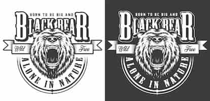 Free vector angry aggressive bear head label
