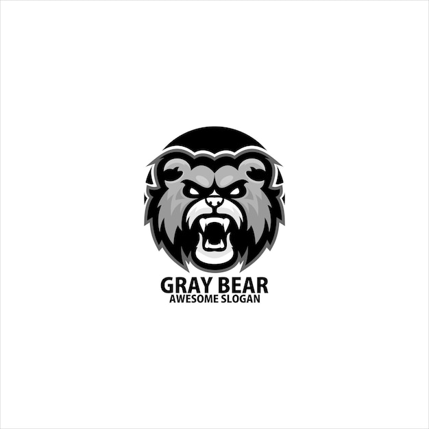 Free vector angry bear logo design gaming esport