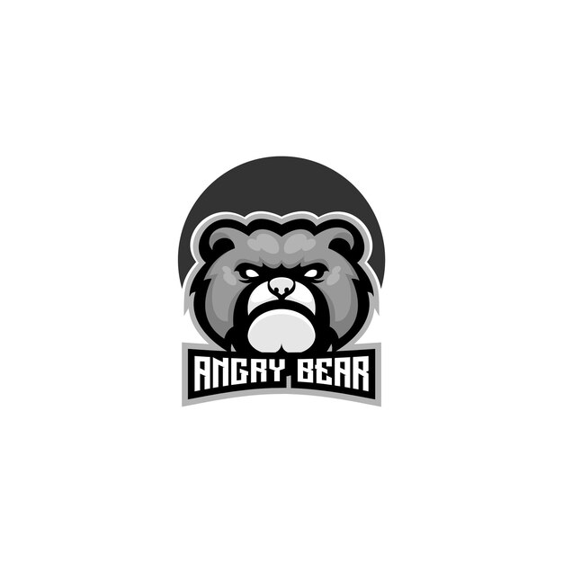 Free vector angry bear logo design mascot esport