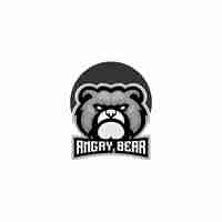 Free vector angry bear logo design mascot esport