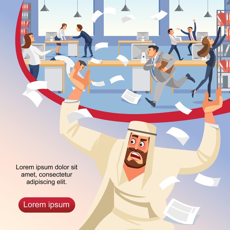 Free Vector angry boss screams in chaos at his subordinates