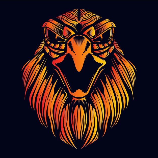Premium Vector Angry Eagle Head With Decorative Face Glow Fire Color