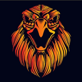 Premium Vector Angry Eagle Head With Decorative Face Glow Fire Color Premium Vector Angry Eagle Head With Decorative Face Glow Fire Color