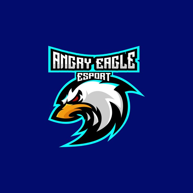 Angry eagle logo esport team design gaming mascot