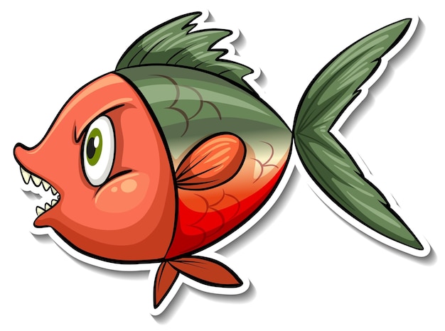 Angry fish sea animal cartoon sticker