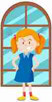 Free vector angry girl standing by the window