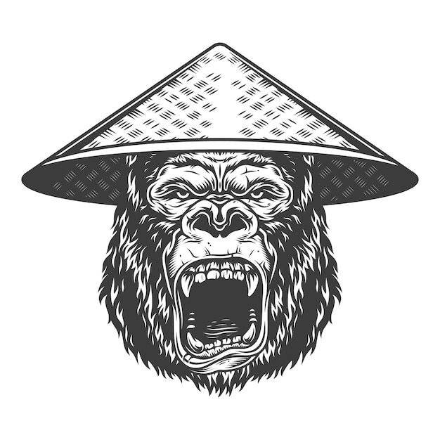 Angry gorilla in monochrome style