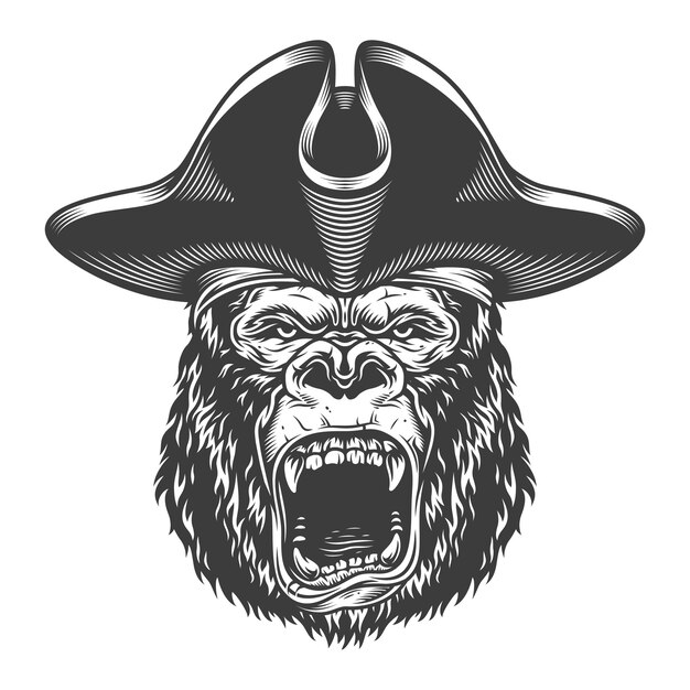 Angry gorilla in monochrome style