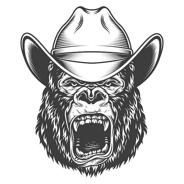 Free vector angry gorilla in monochrome style