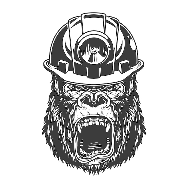 Angry gorilla in monochrome style