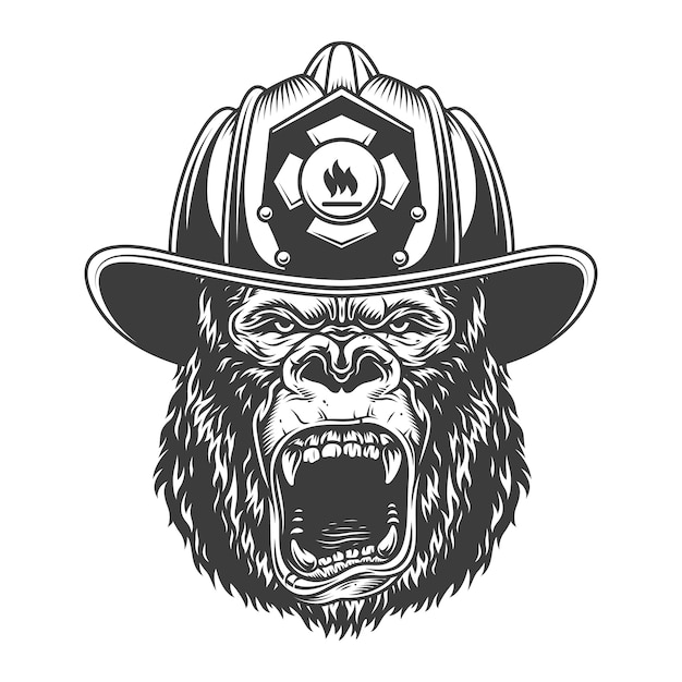 Angry gorilla in monochrome style