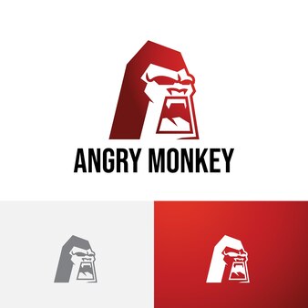 Angry monkey wild cranky gorilla ape head 로고
