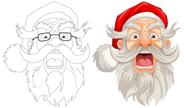 Бесплатное векторное изображение Злой старик санта-клаус с бородой и усами