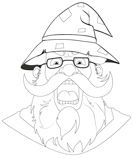 Free vector angry old man wearing wizard hat