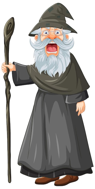 Free vector angry old man in wizard garb