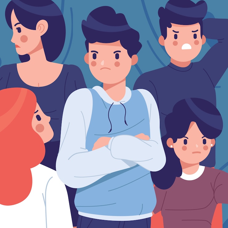 Free Vector angry person in crowd illustrated