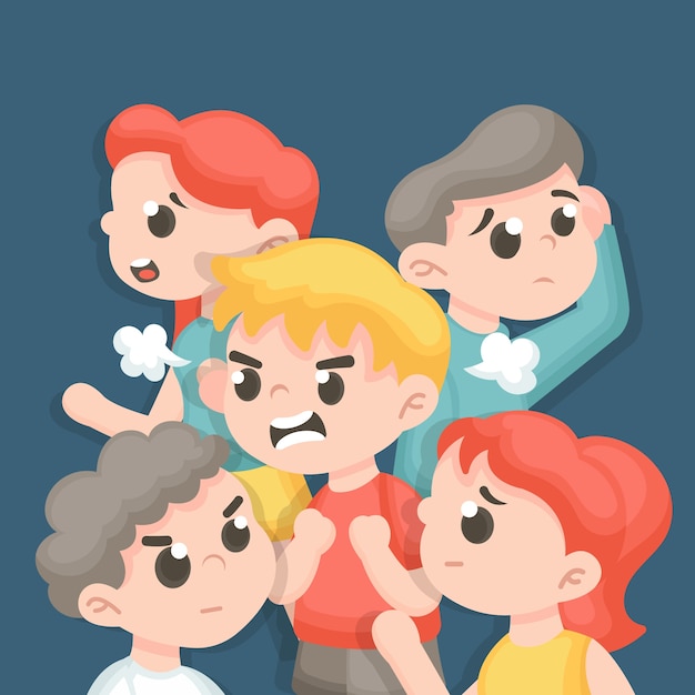 Angry person in crowd illustration