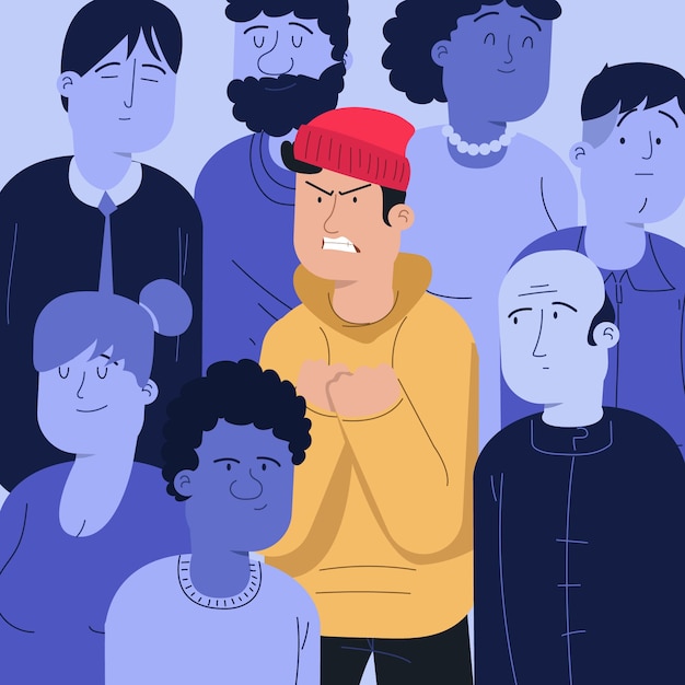 Free vector angry person in crowd