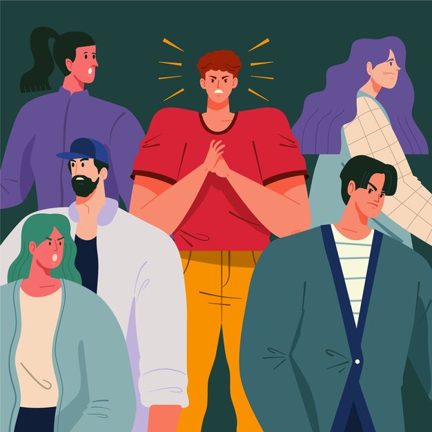 Free vector angry person in crowd