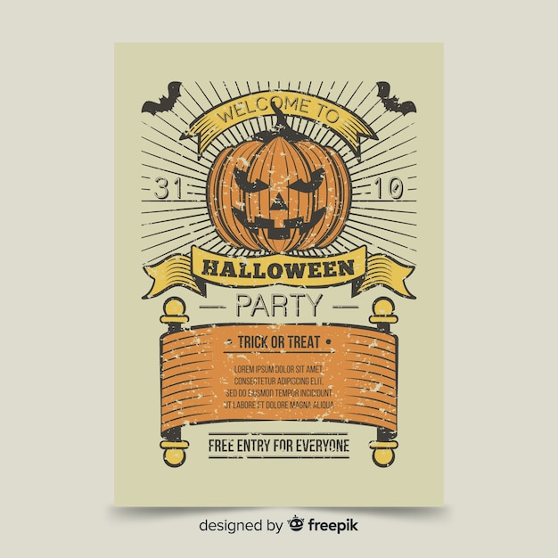 Free vector angry pumpkin halloween poster template