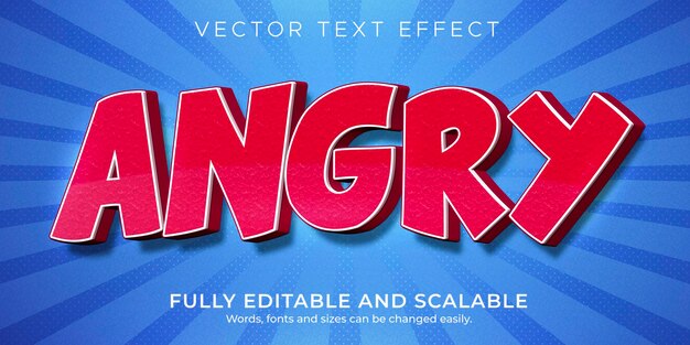 Angry red cartoon text effect, editable comic and funny text style