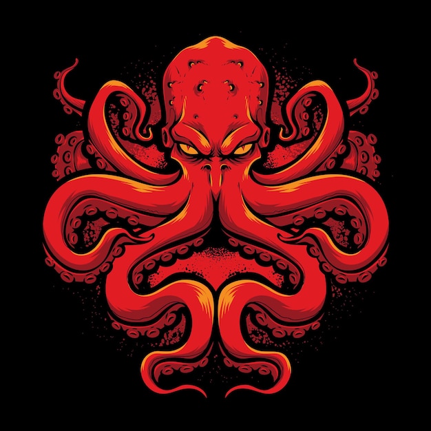 Free vector angry red octopus vector logo