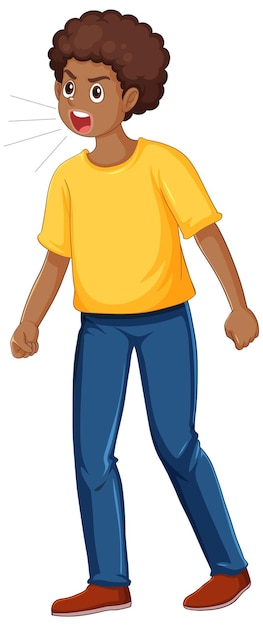 Free vector angry teenage boy cartoon character