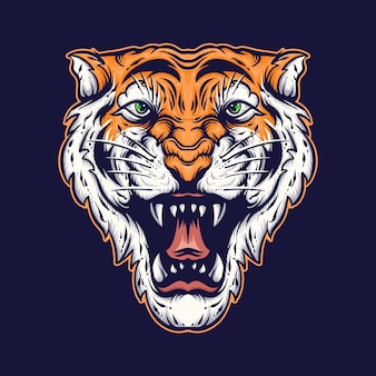 Angry tiger face vector illustration