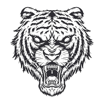 Angry tiger head illustration