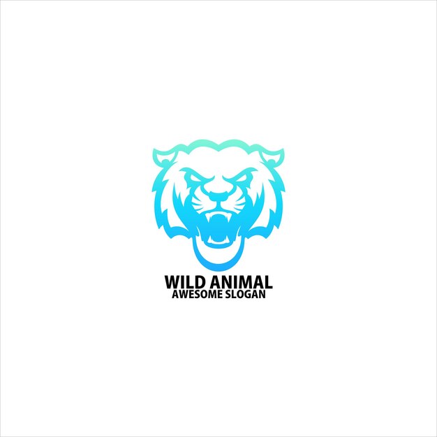 Angry tiger logo design gradient line