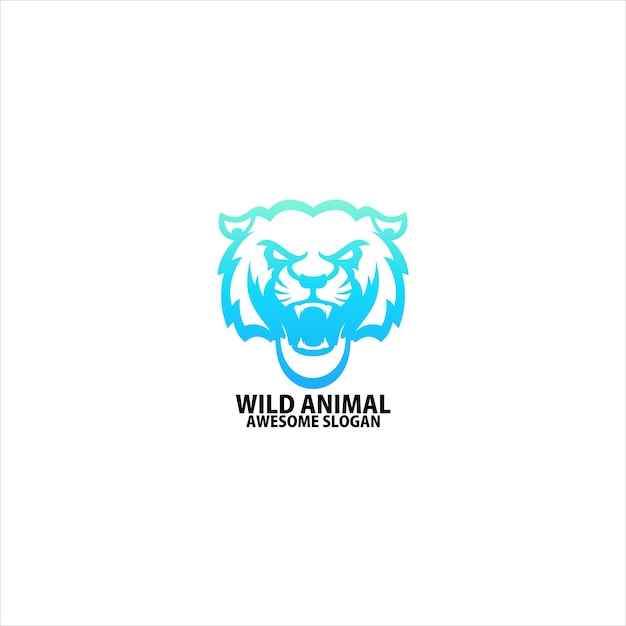 Градиентная линия дизайна логотипа сердитого тигра