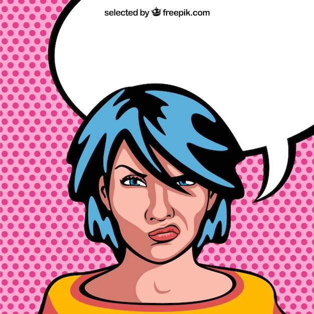 Angry woman cartoon with blank speech bubble