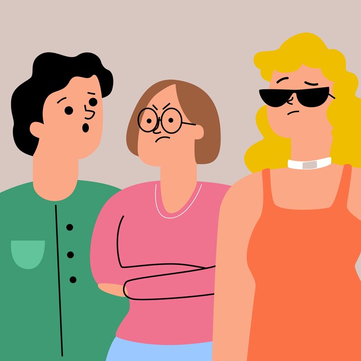 Free Vector angry woman in crowd illustrated