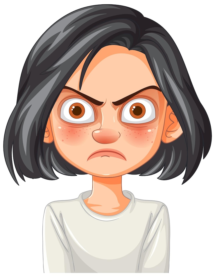 Free Vector angry woman with dark hair