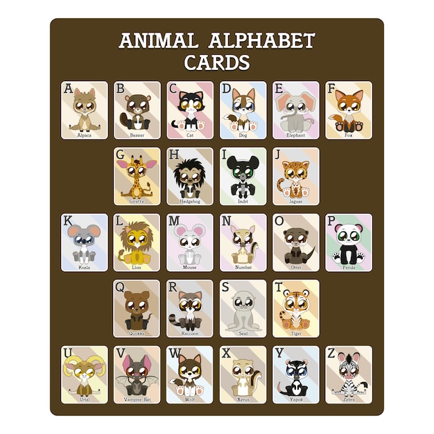 Free vector animal alphabet cards