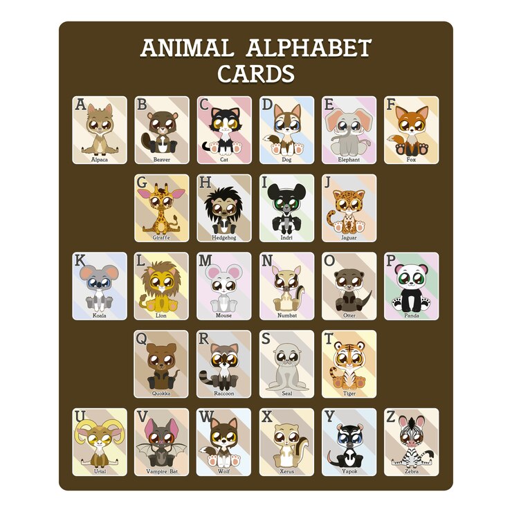 無料Vector 動物のアルファベットのカード