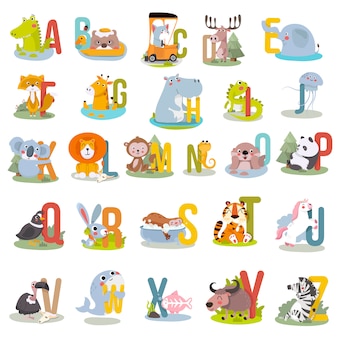 Animal alphabet graphic a to z.