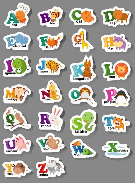 Premium Vector Illustrator Alphabet Animal Letter U V W X Y Z