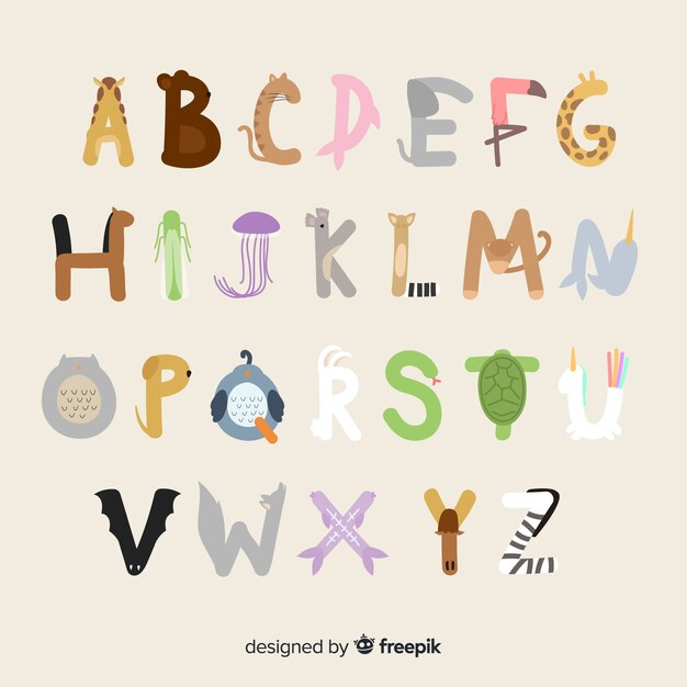 Animal alphabet with adorable illustrations