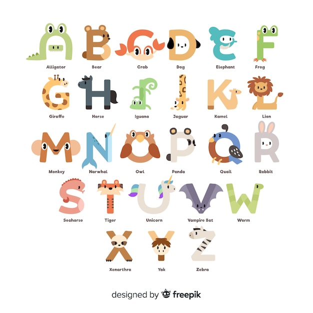 Animal alphabet with cute illustrations