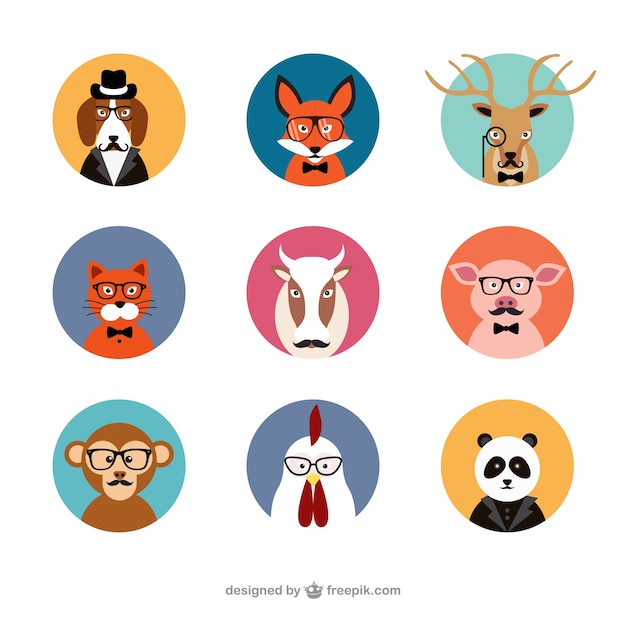 Vettore gratuito avatars animali